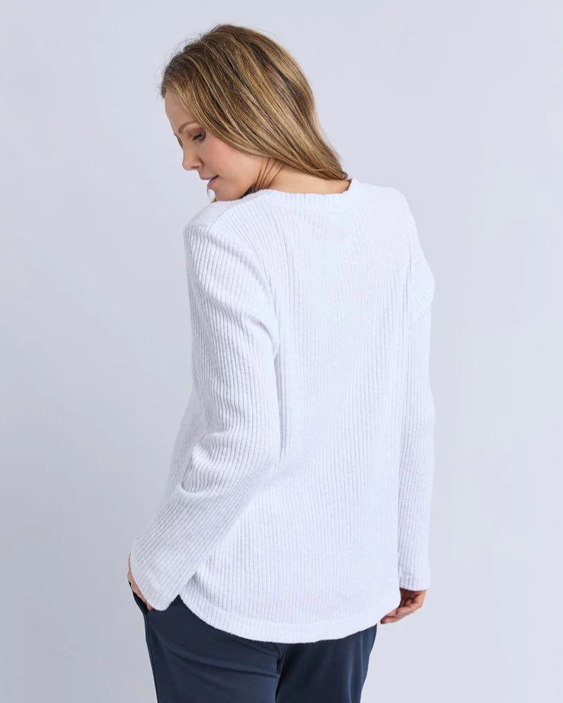 Elm Veronica Rib Long Sleeve Tee | White