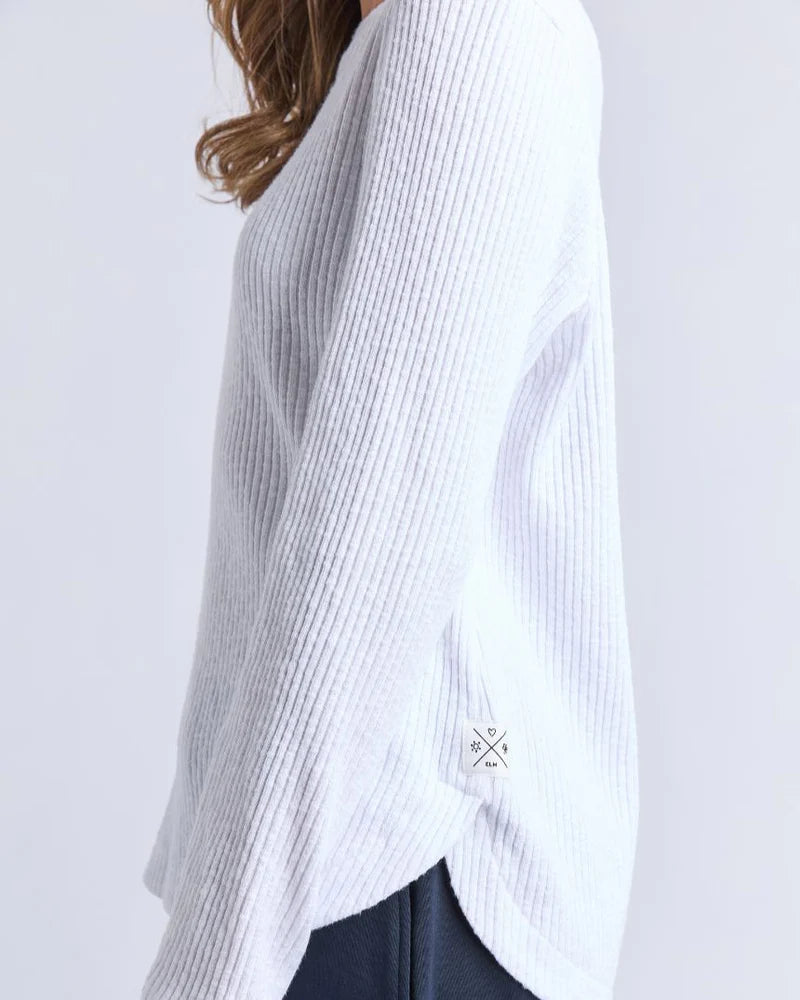 Elm Veronica Rib Long Sleeve Tee | White