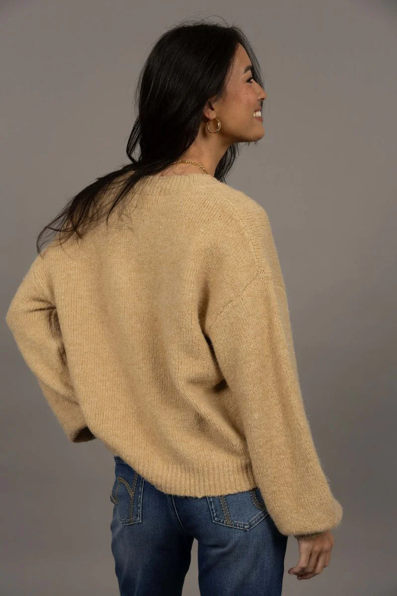 Humidty Nouveau V Neck Jumper | Latte