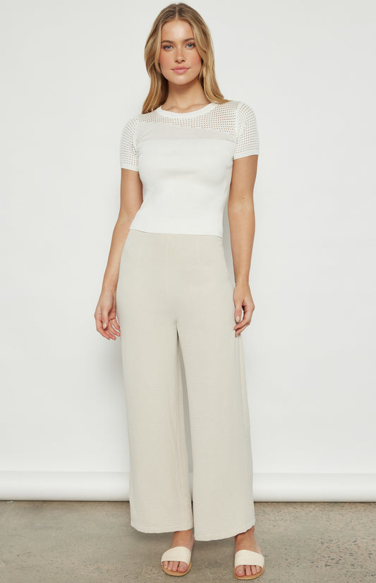 WINNIE & CO CROCHET PANEL KNIT TOP WHITE