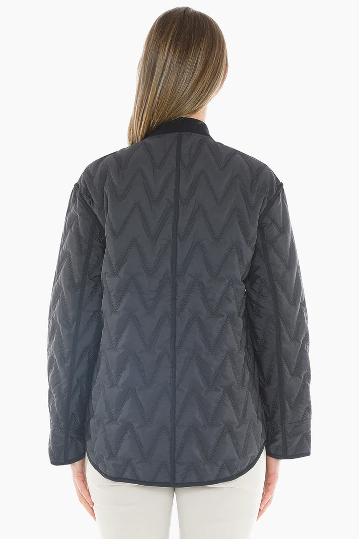 JUMP CONTRAST ZIG ZAG QUILTED JACKET DARK NAVY