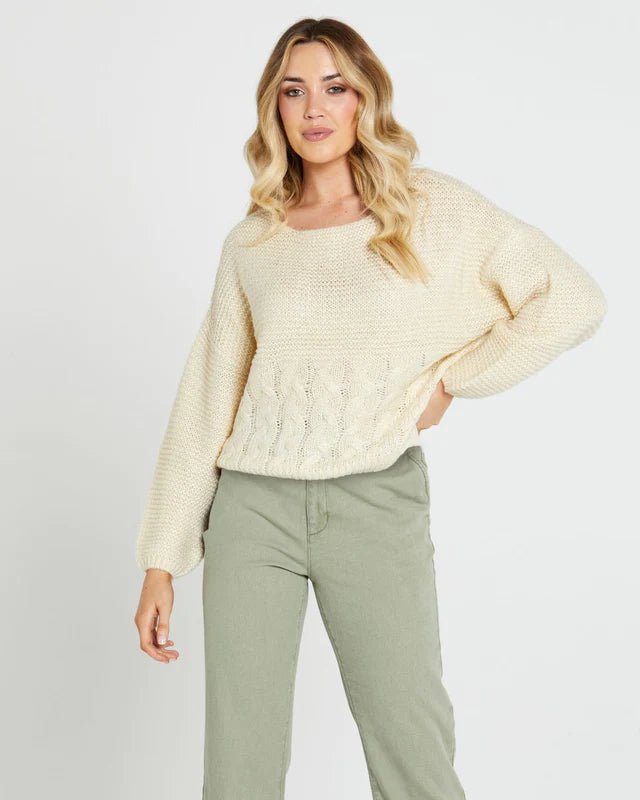 SASS ERIN CABLE KNIT JUMPER CREAM