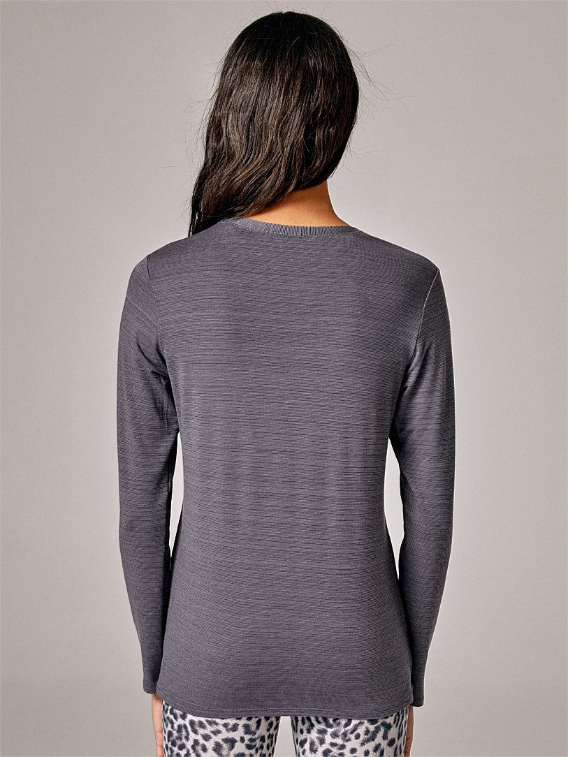 RUNNING BARE ALWAYS CREW WORKOUT LONG SLEEVE TEE SILVER BIRCH