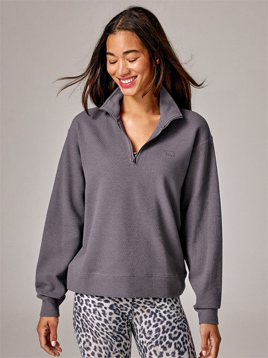 RUNNING BARE ALL SET FUNNEL NECK ZIP SWEAT SILVER BIRCH