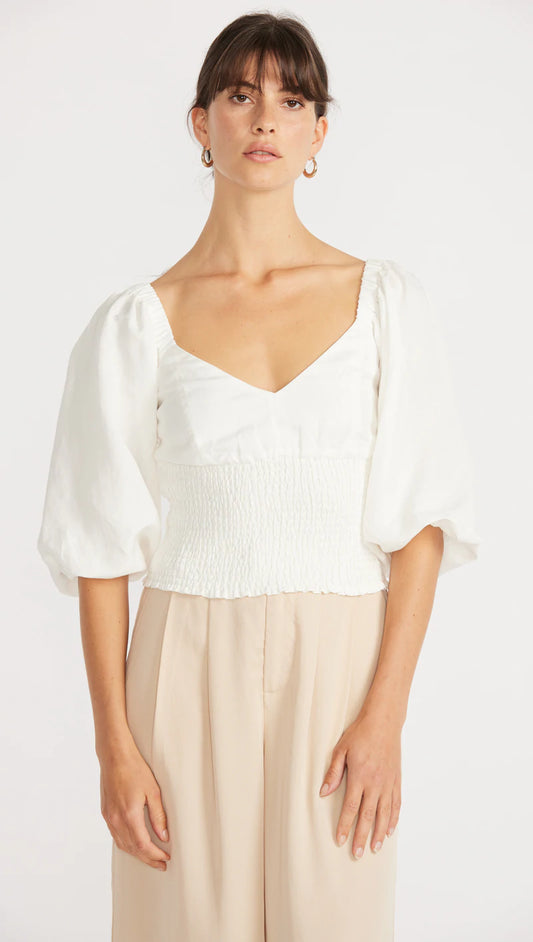 STAPLE THE LABEL ADIE SHIRRED BLOUSE OFF WHITE