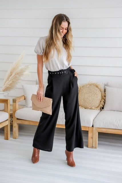 DREAM HOUSE BELTED PANT BLACK