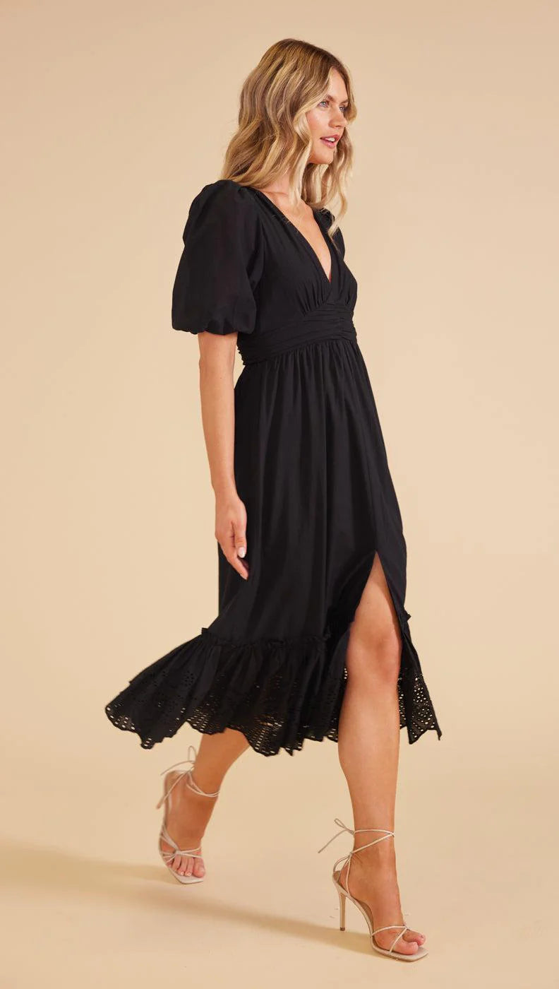 MINK PINK STARLING MIDI DRESS BLACK
