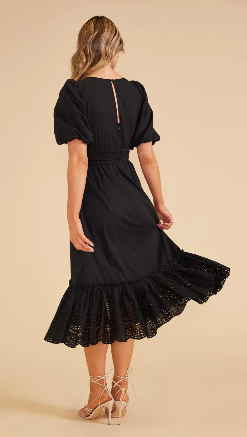 MINK PINK STARLING MIDI DRESS BLACK