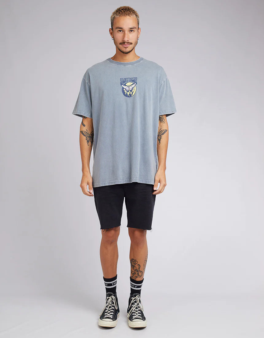 SILENT THEORY TORCHED TEE LIGHT BLUE