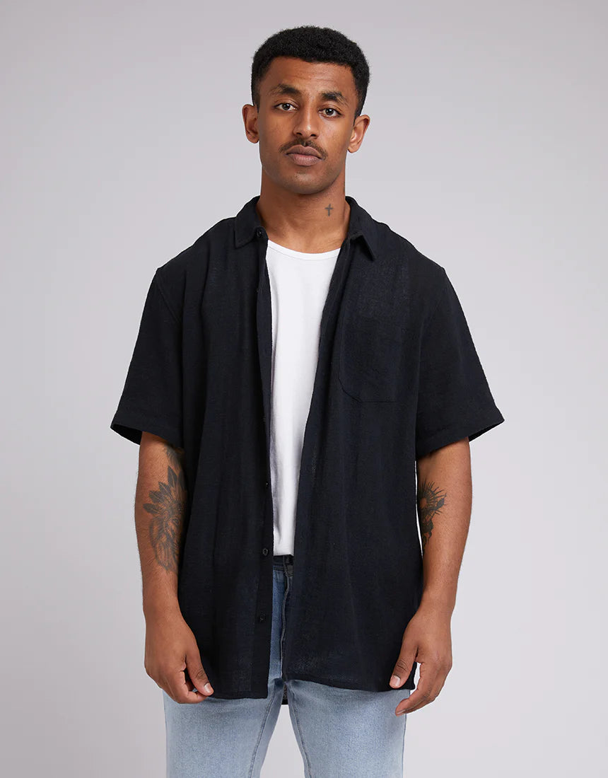 SILENT THEORY HEMP SHORT SLEEVE SHIRT BLACK