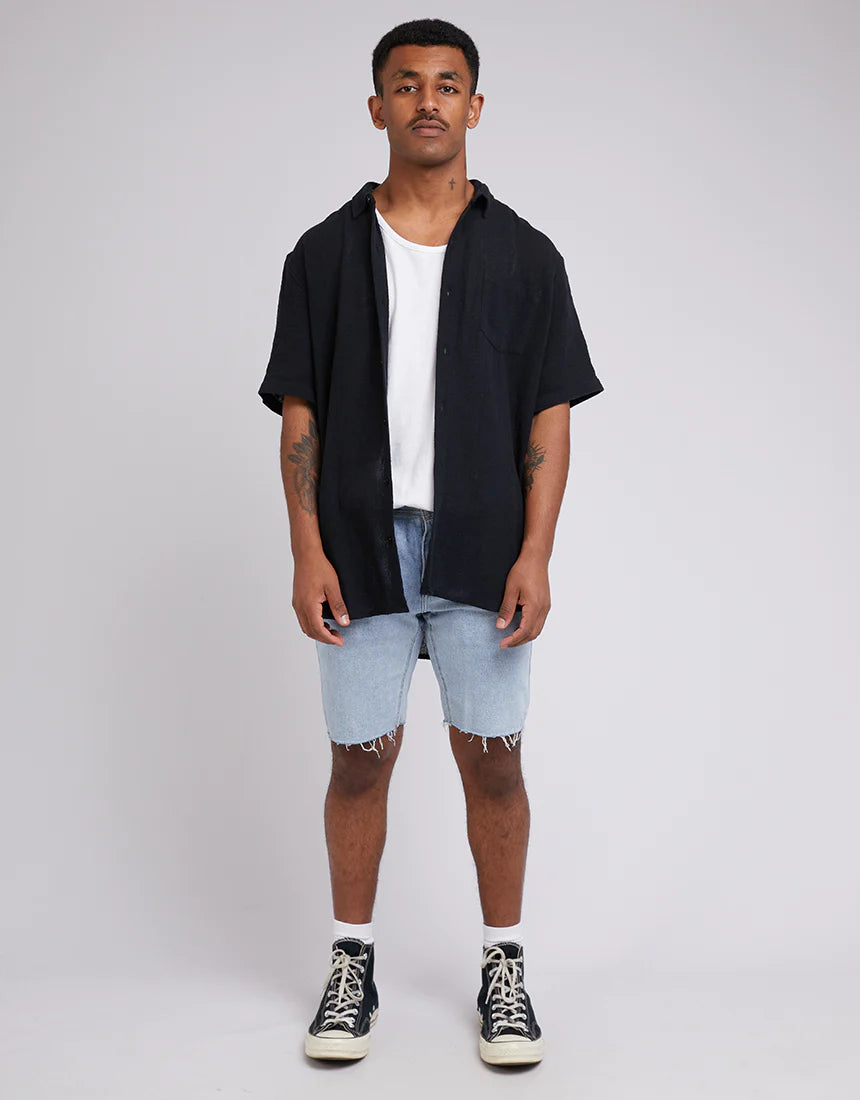 SILENT THEORY HEMP SHORT SLEEVE SHIRT BLACK