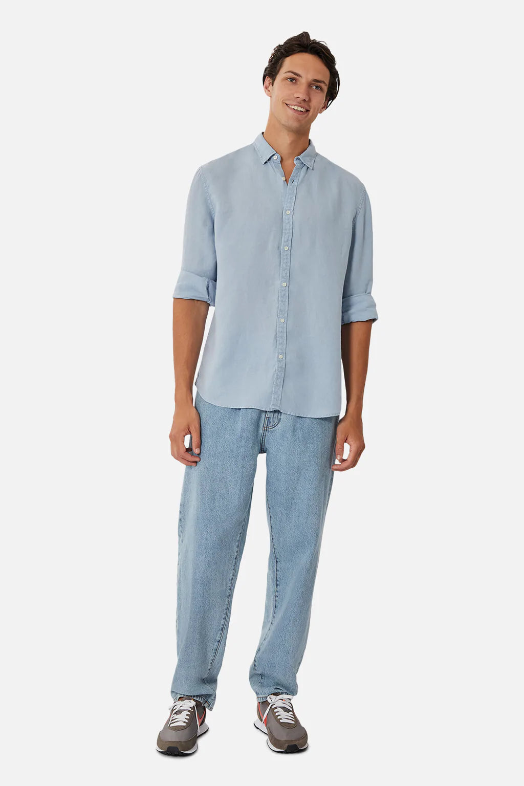 INDUSTRIE TENNYSON LINEN LONG SLEEVE SHIRT FRENCH BLUE