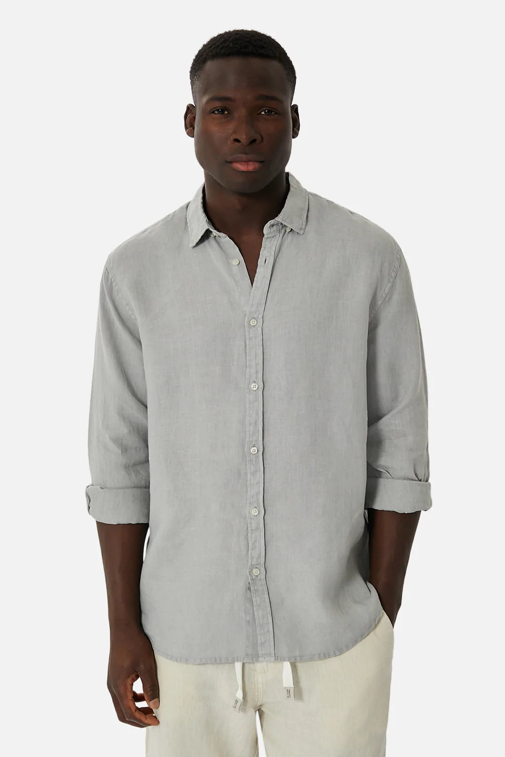 INDUSTRIE THE TENNYSON LINEN L/S SHIRT WASHED BLUE