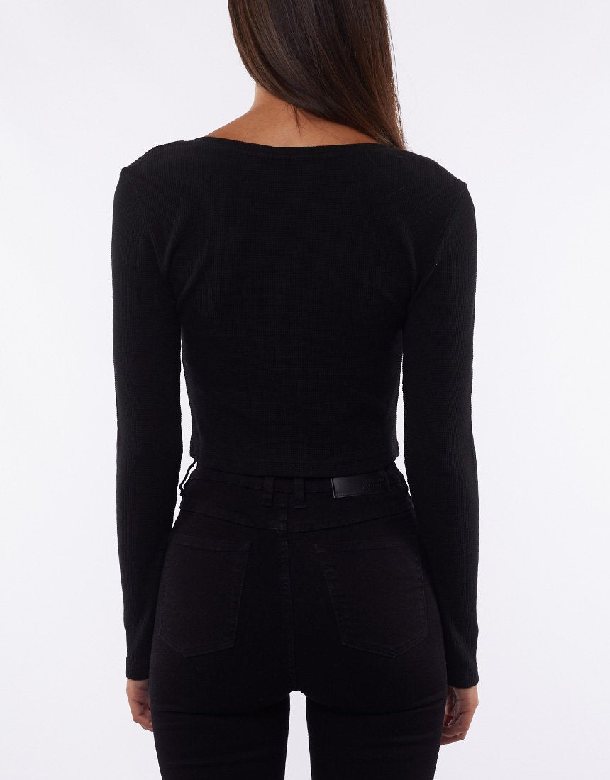 SILENT THEORY IVY WAFFLE TOP BLACK