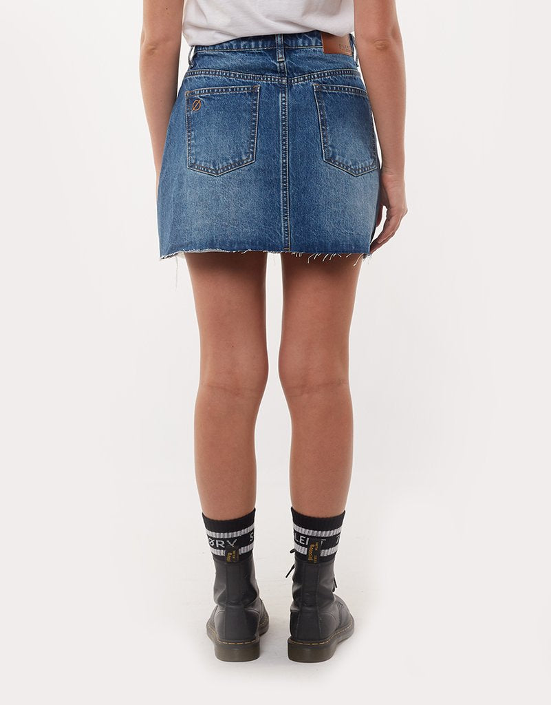 SILENT THEORY LEADING DENIM SKIRT DARK BLUE