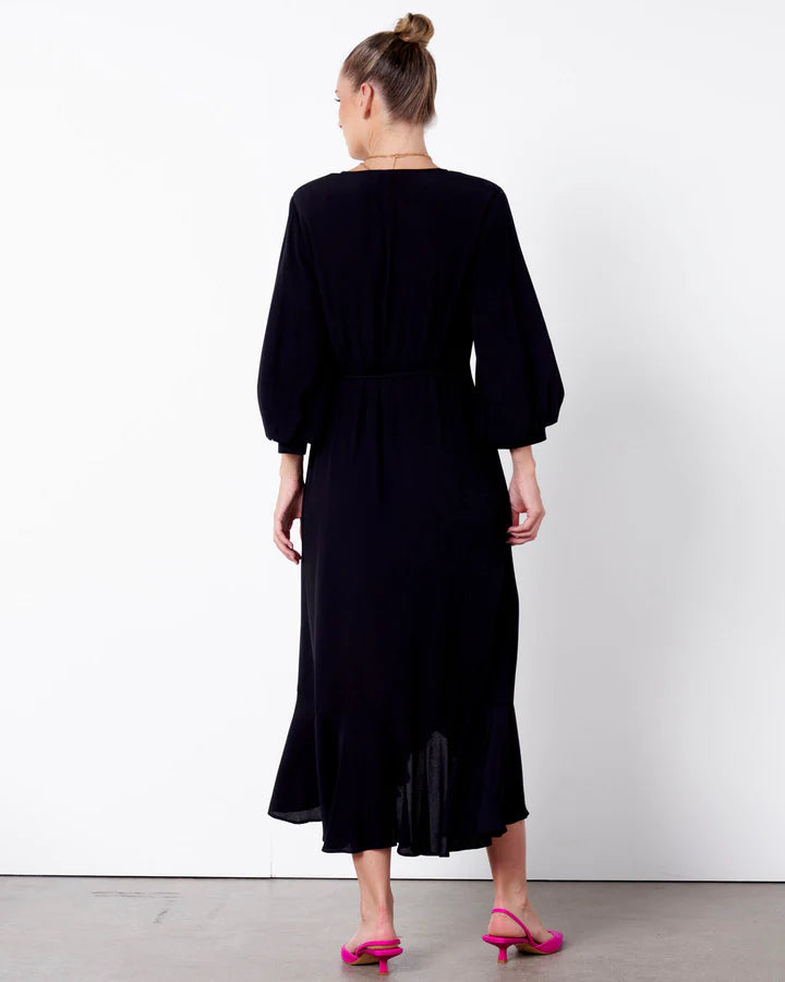 FATE+BECKER END OF TIME WRAP DRESS BLACK