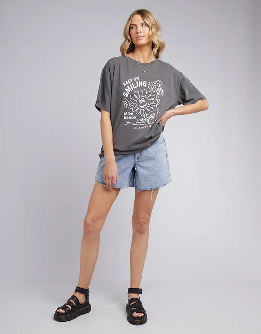 ALL ABOUT EVE SMILING TEE CHARCOAL