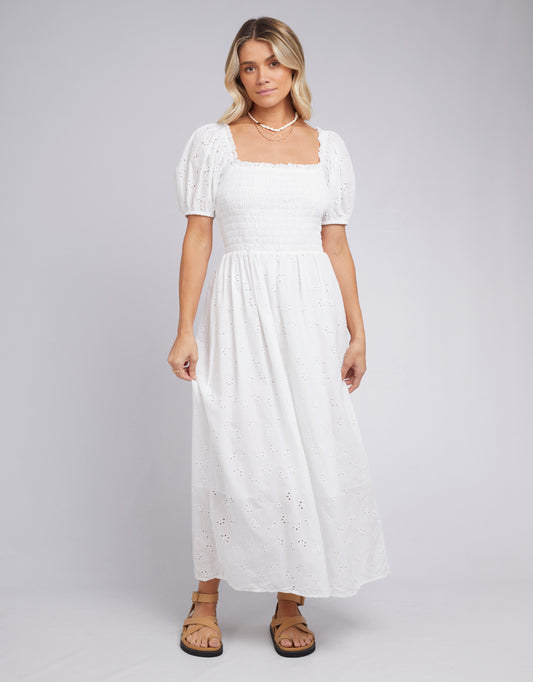 ALL ABOUT EVE OLIVIA MIDI DRESS WHITE