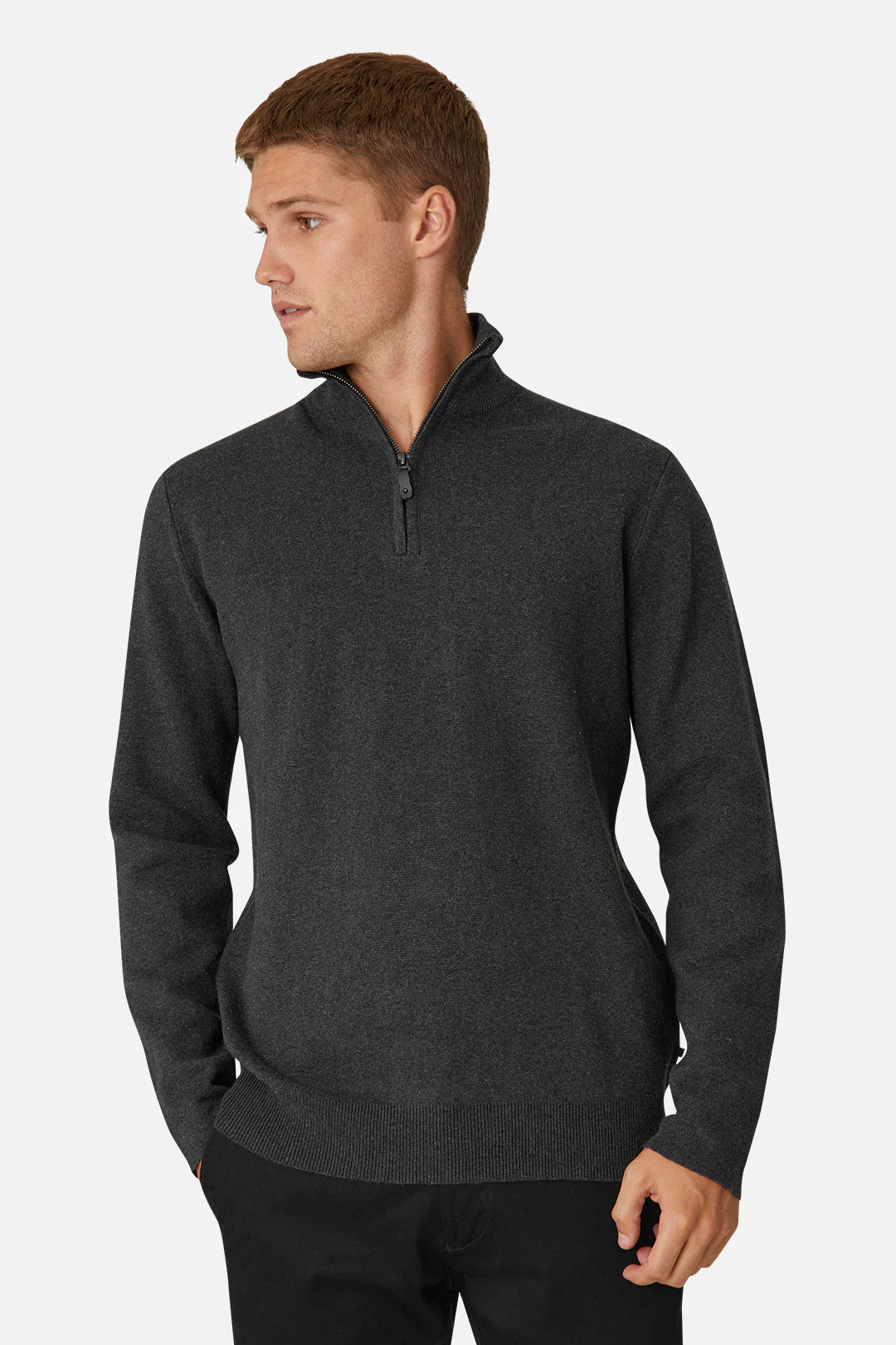INDUSTRIE LAKEWOOD ZIP NECK CHARCOAL