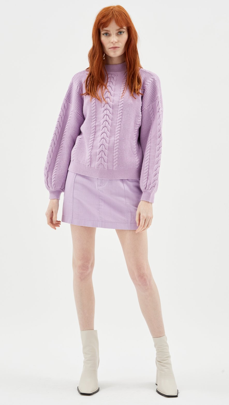 MINK PINK MINDY CABLE KNIT JUMPER LILAC