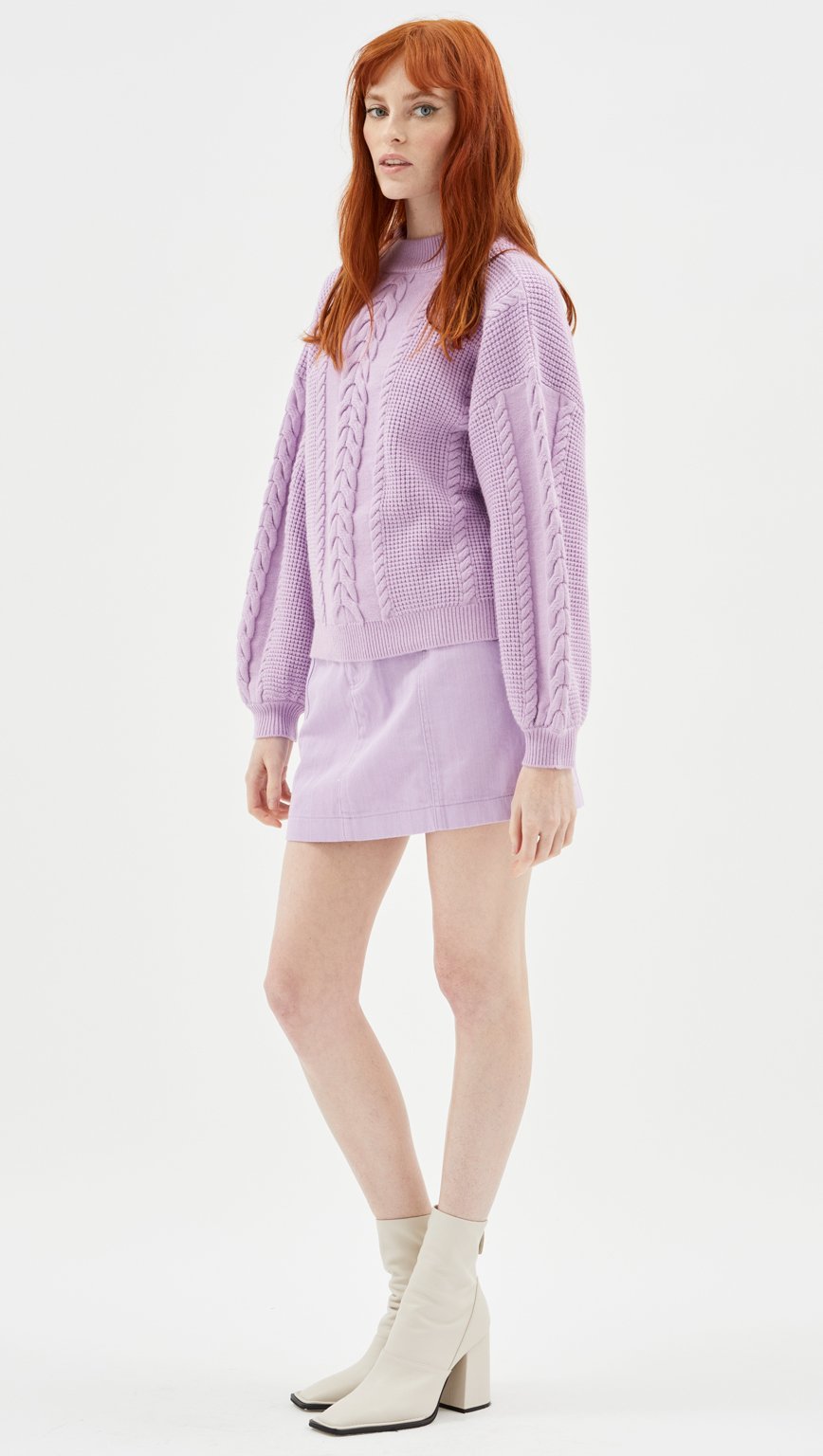 MINK PINK MINDY CABLE KNIT JUMPER LILAC