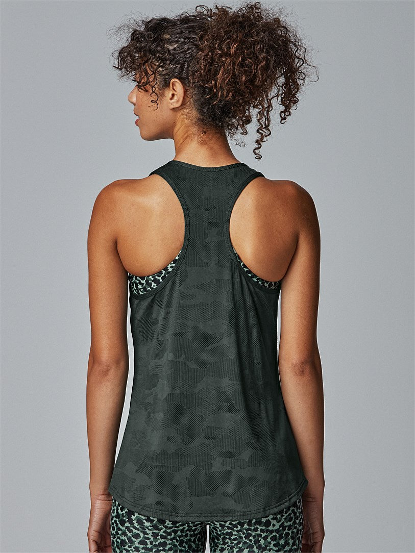 RUNNING BARE BACK TO BARE WORKOUT TANK BLACK CAMO