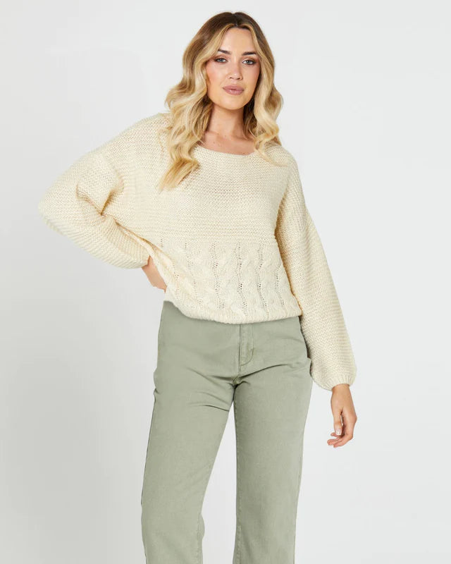 SASS ERIN CABLE KNIT JUMPER CREAM