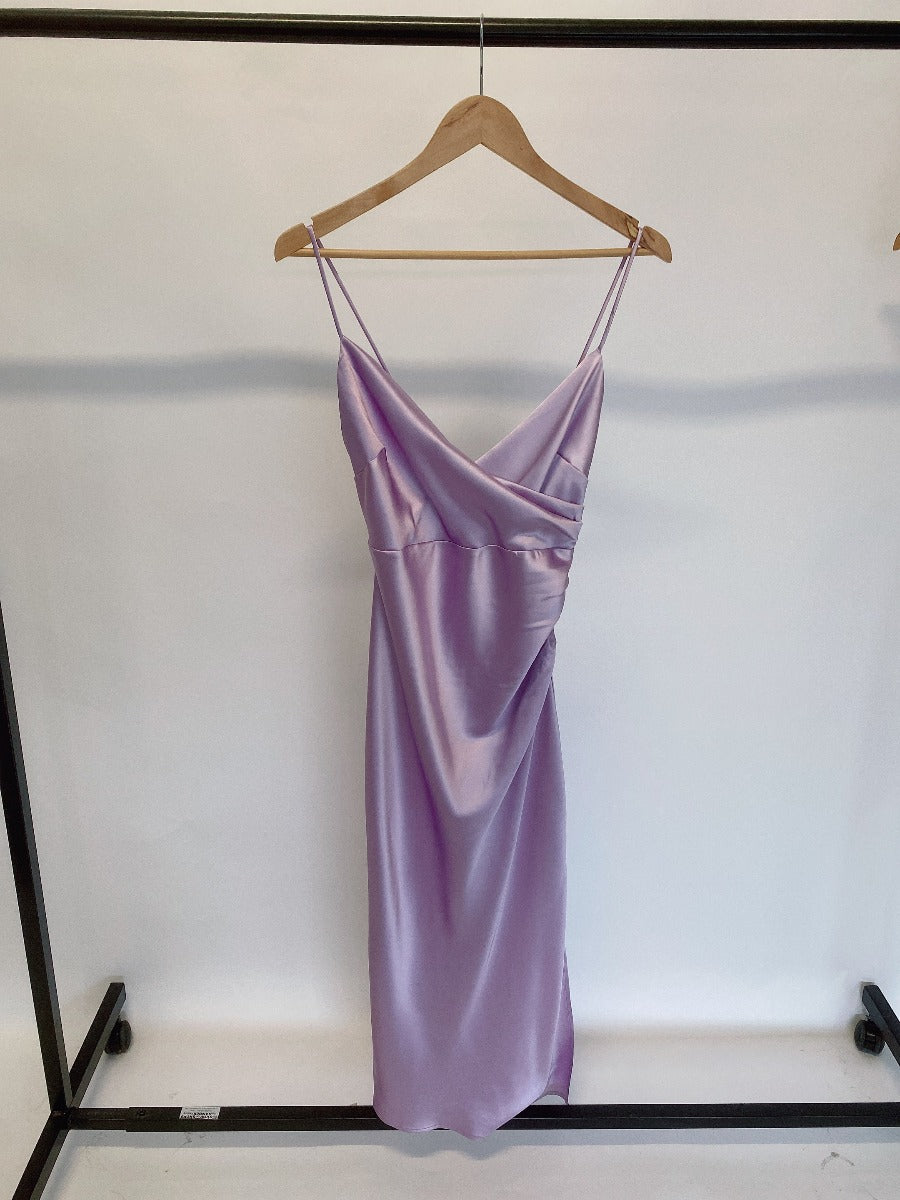 IDS BILLIE GATHERED MIDI DRESS LILAC