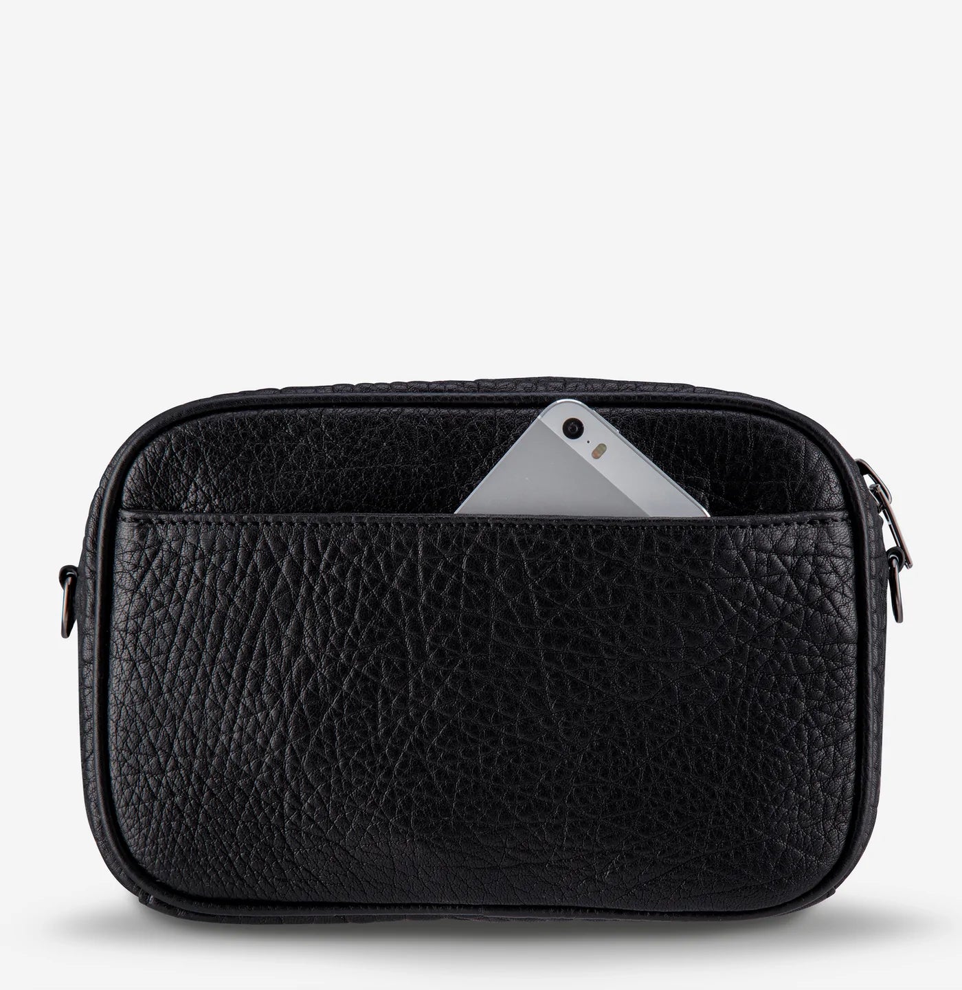 STATUS ANXIETY PLUNDER WITH WEBBED STRAP BLACK CROC EMBOSS