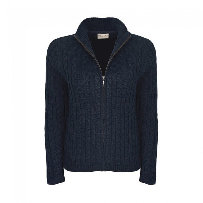 THOMAS COOK CABLE KNIT ZIP THRU NAVY